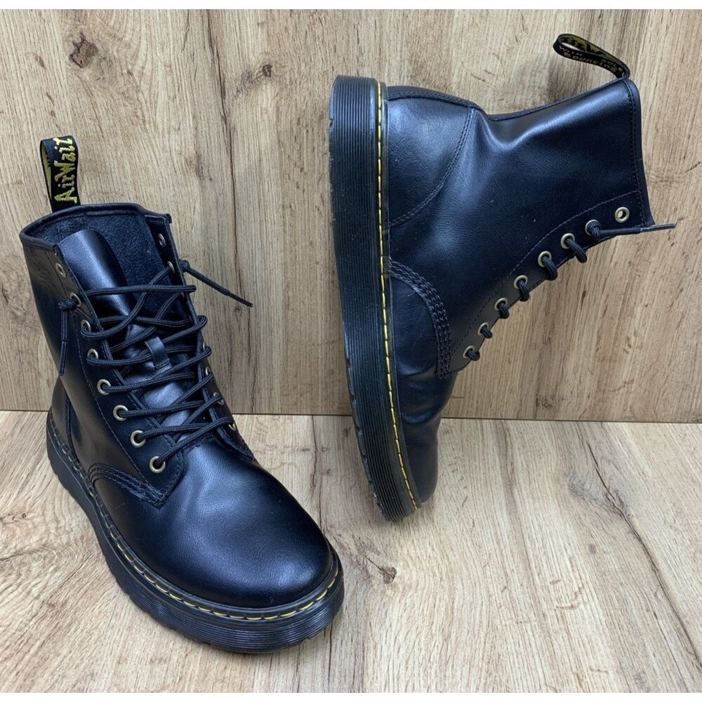 Dr Martens Zavala Black Leather 8 Eye Boots Size Mens 9 Women's 10 EU 42